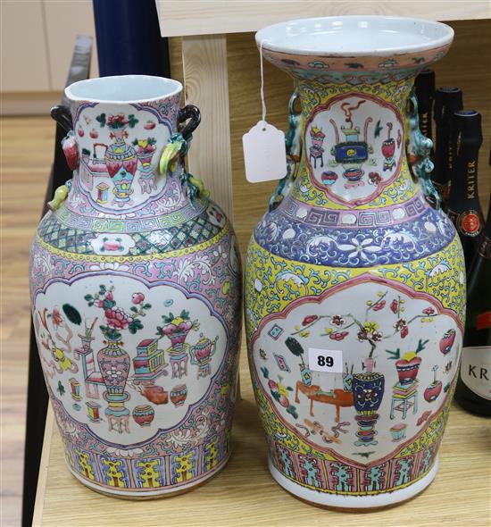 Two 19th century Chinese famille rose vases